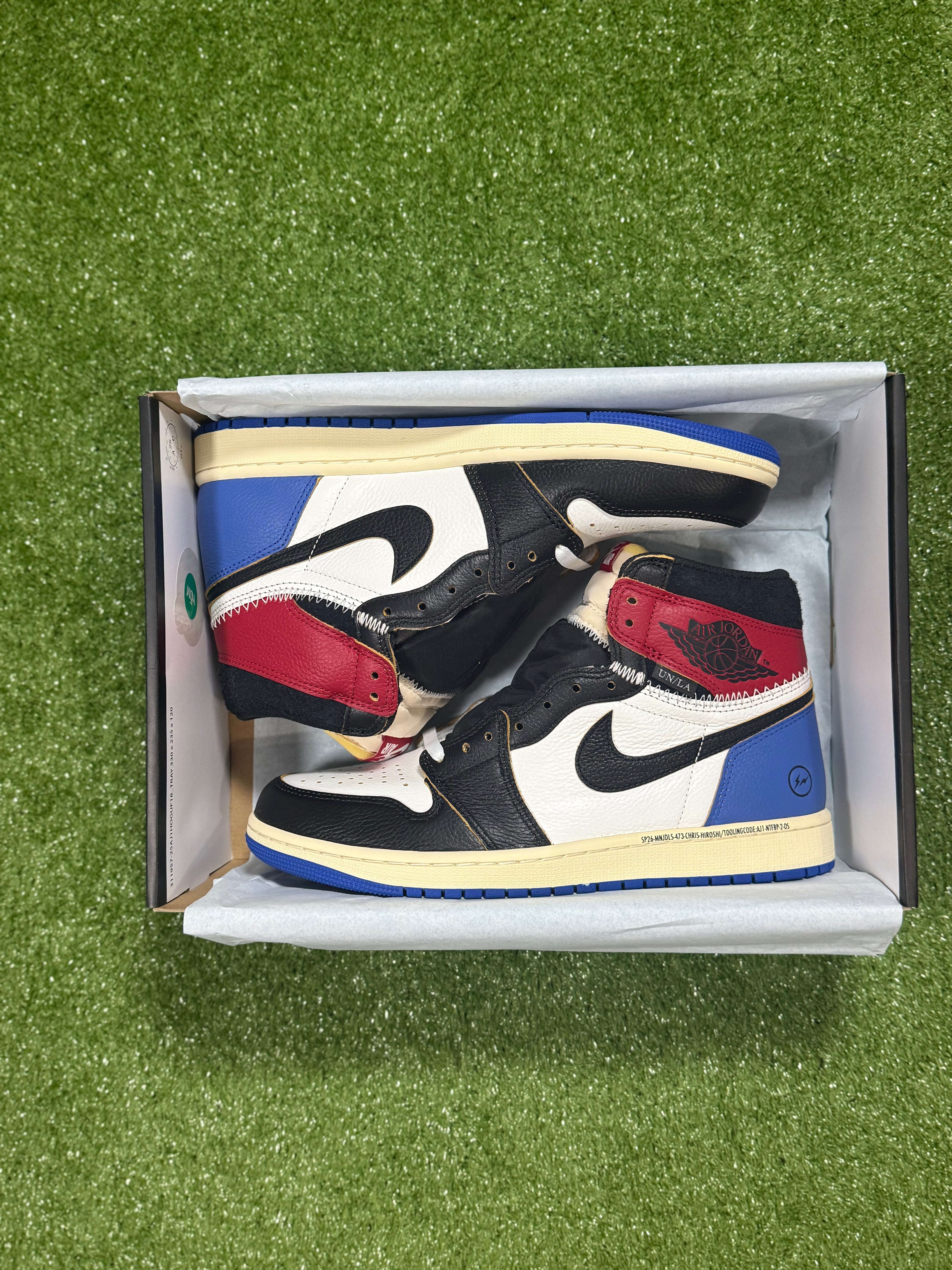 Jordan 1 Retro High OG SP Fragment x Union LA Varsity Red Sport Royal