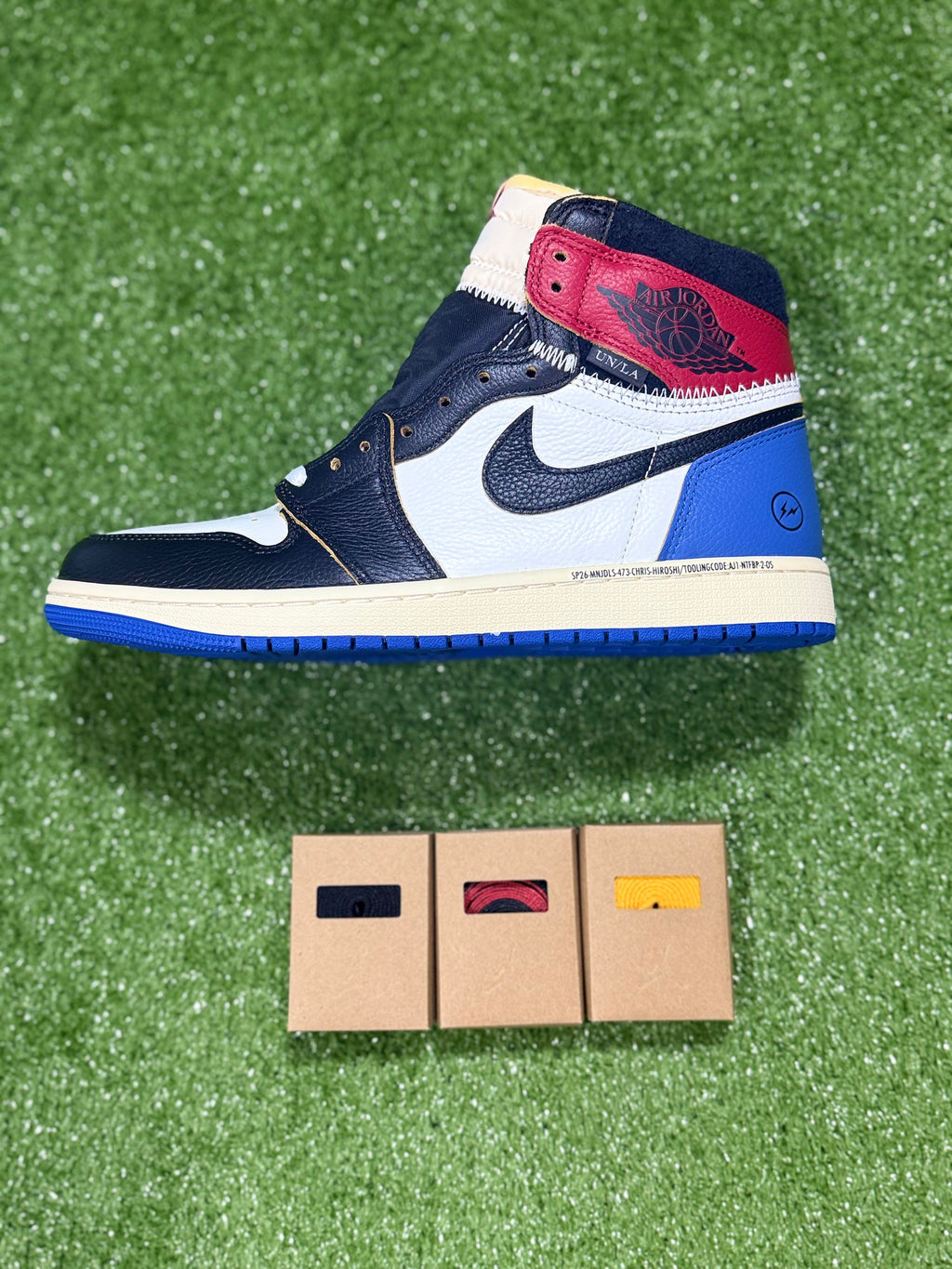 Jordan 1 Retro High OG SP Fragment x Union LA Varsity Red Sport Royal